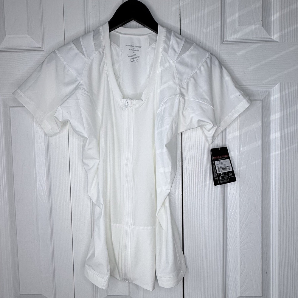 AlignMed Posture Shirt 2.0 Women's XL White Zip Compression Support Top NWT